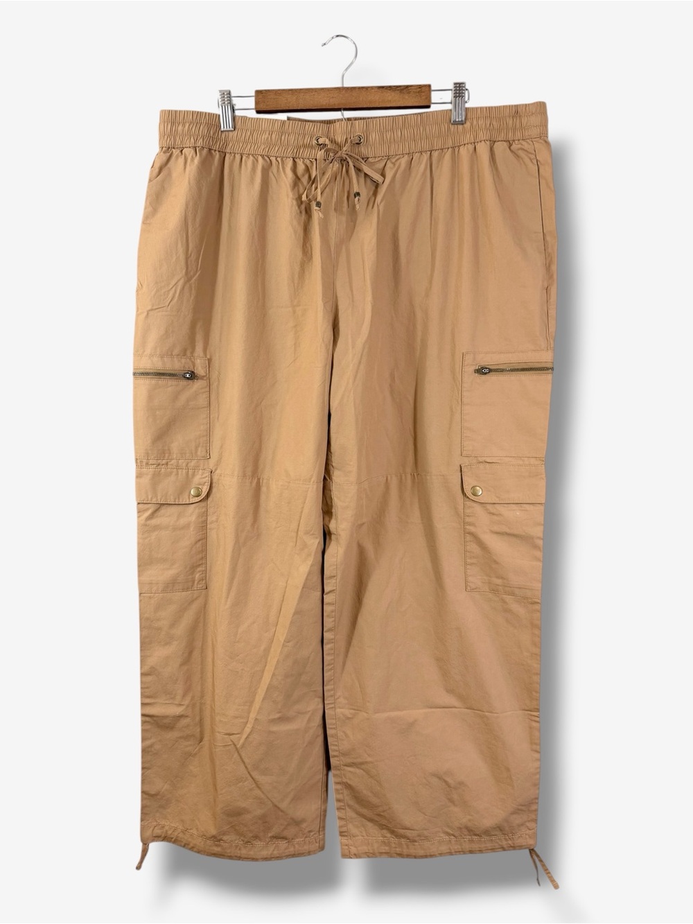 Banana Republic High Rise Poplin Straight Pull On Pants Size XL Tan Brown Cargo